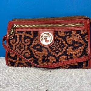 Spartina  Linen & Leather Small Purse Like New